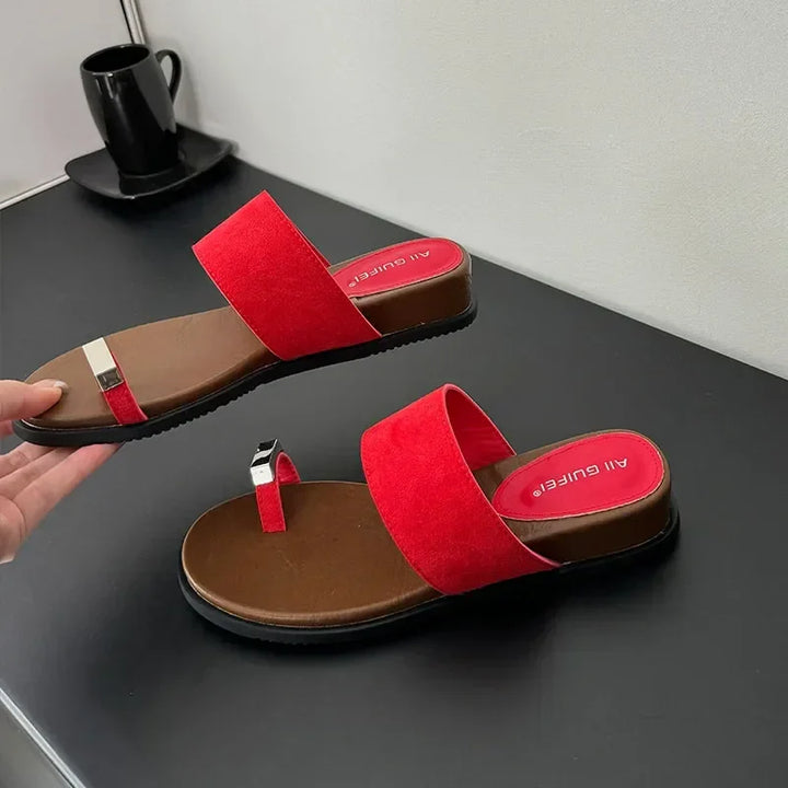 Suede Toe Ring Slide Sandals | Summer Outfit