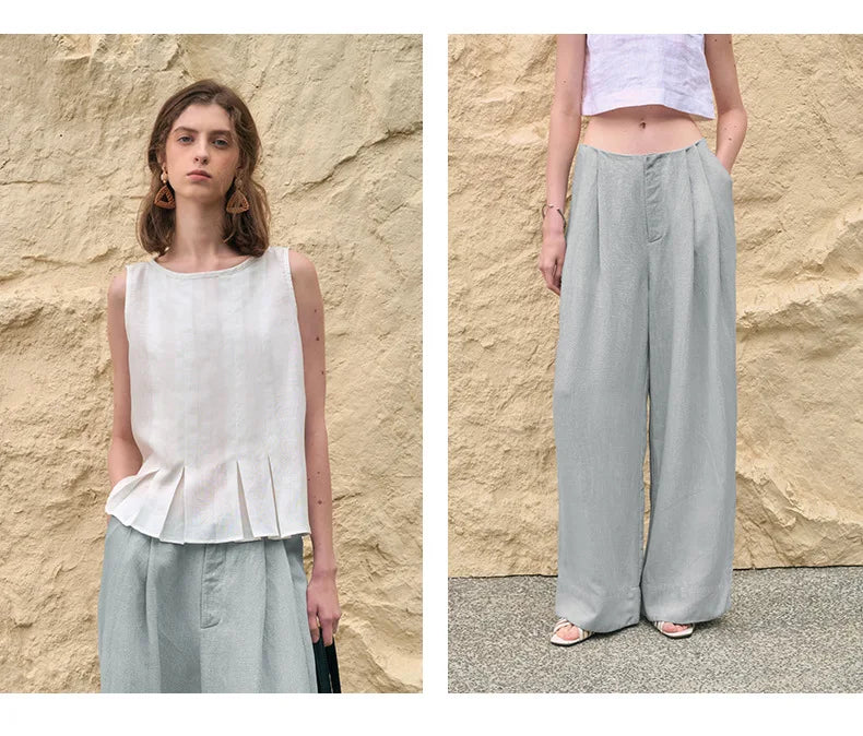 Pleated Wide Leg Linen Pants | Summer Capsule