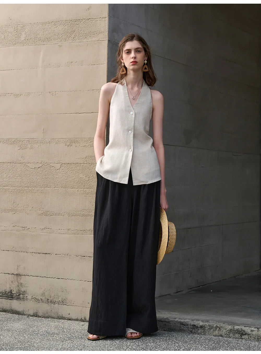 Halter Linen Waistcoat Top | Summer Style