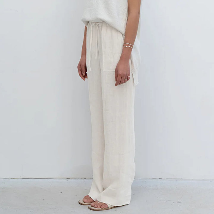 Drawstring Straight Leg Linen Pants for Women - View 11
