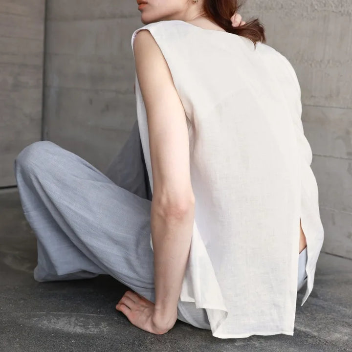 Pleat Linen Tank Top | Summer Capsule Wardrobe