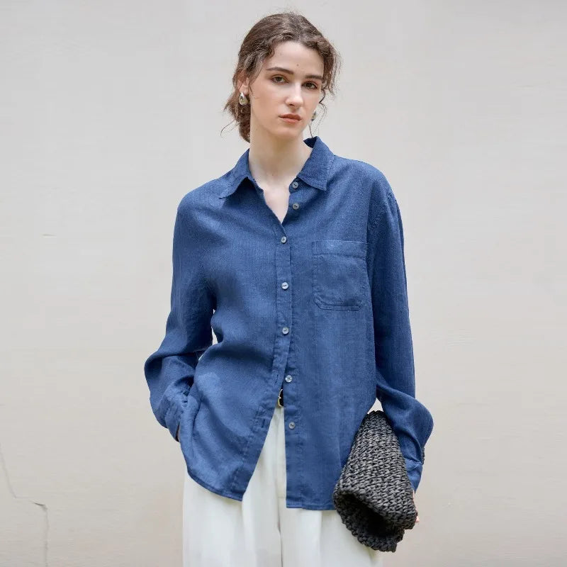 Indigo Linen Button-Down Shirt | Summer Style