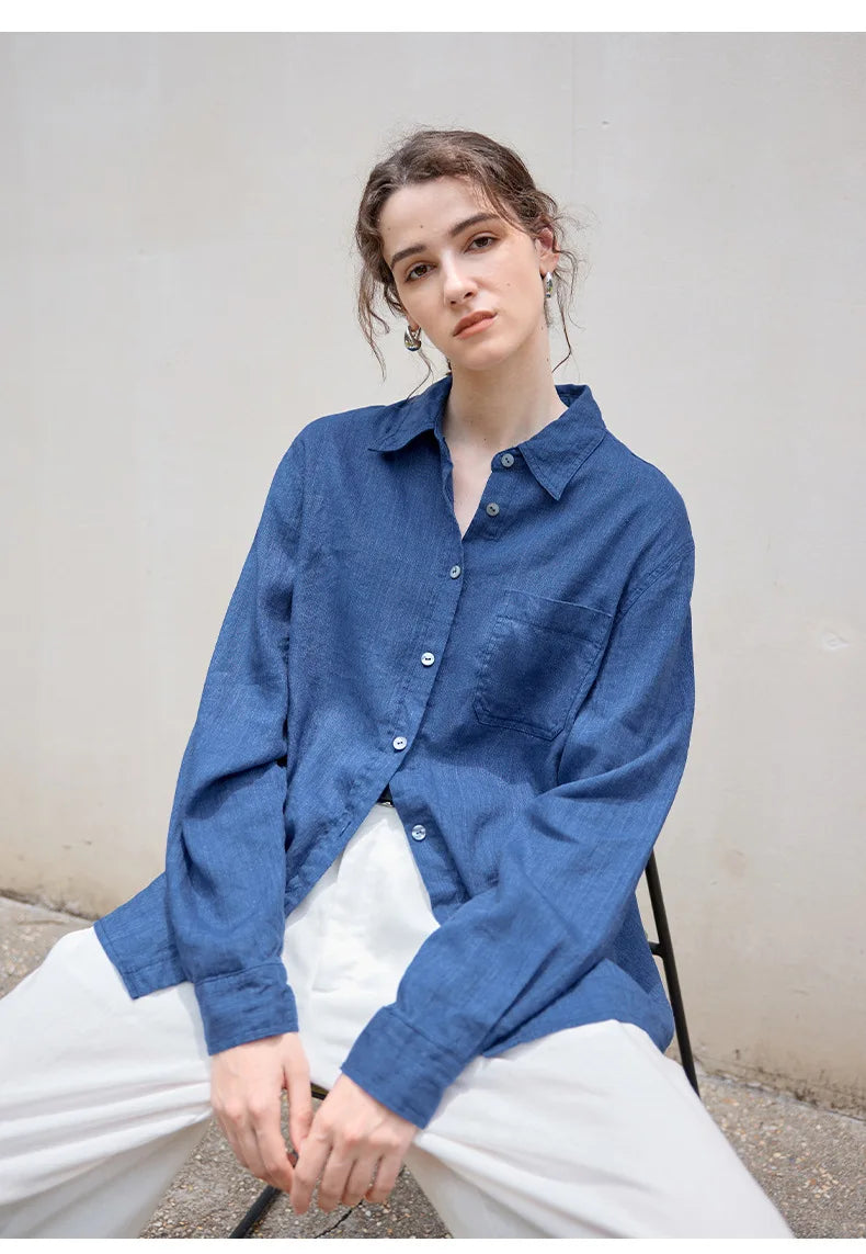Indigo Linen Button-Down Shirt | Summer Style