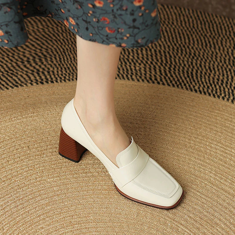 Leather Block Heel Pumps | Classic Women&