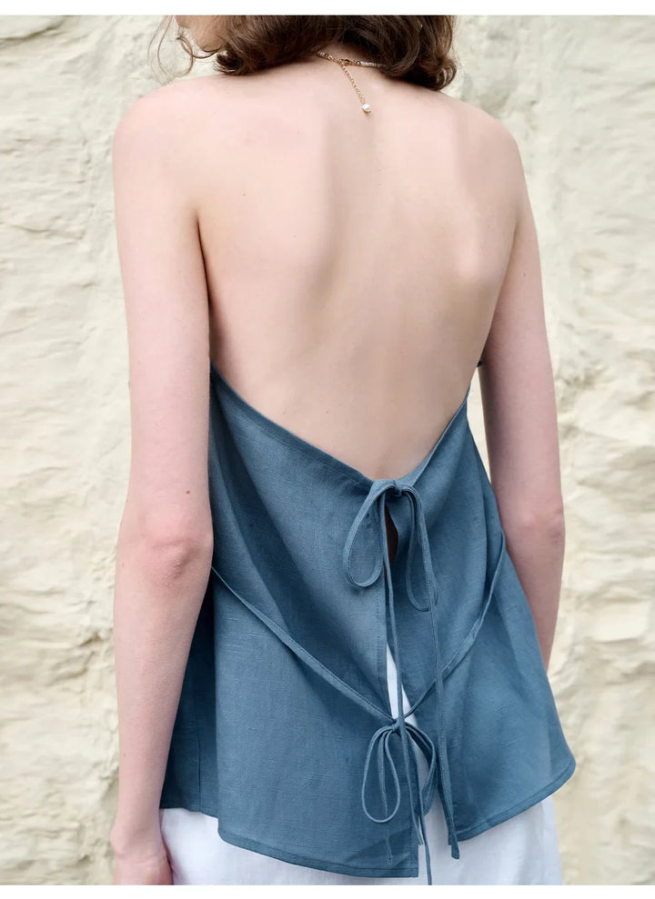 Halter Linen Waistcoat Top | Summer Style