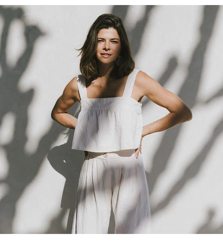 Pleated Linen Culotte Pants | Summer Style
