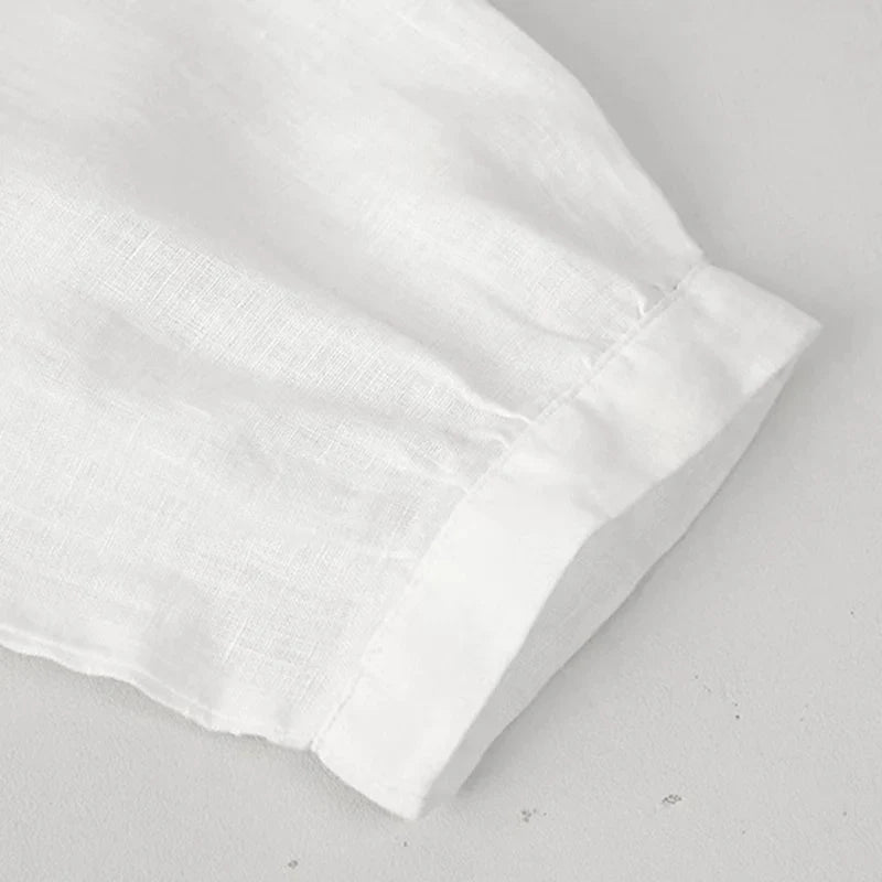 Fitted V-Neck Linen Blouse | Summer Workwear