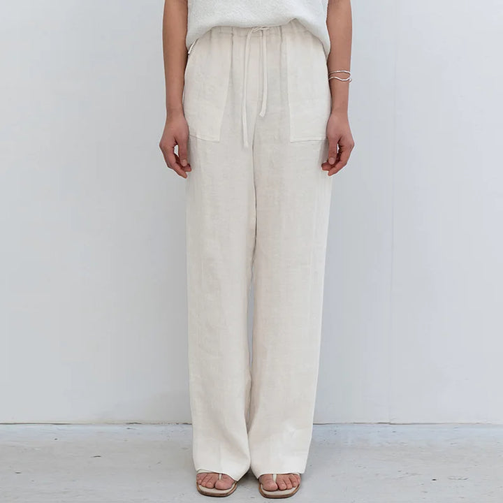 Drawstring Straight Leg Linen Pants for Women - View 10