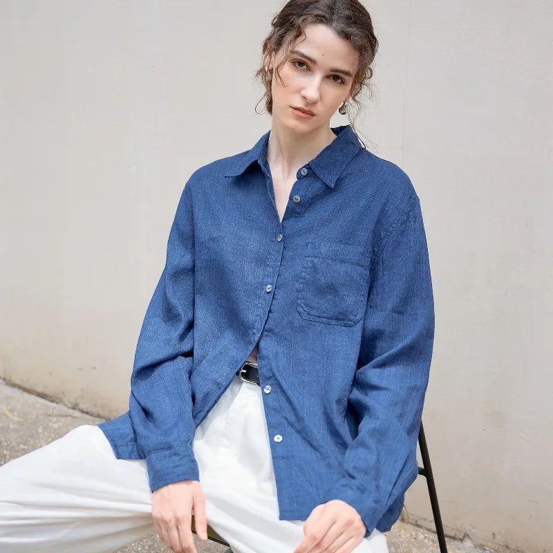 Indigo Linen Button-Down Shirt | Summer Style