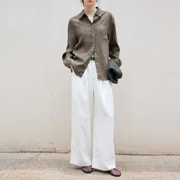 Indigo Linen Button-Down Shirt | Summer Style