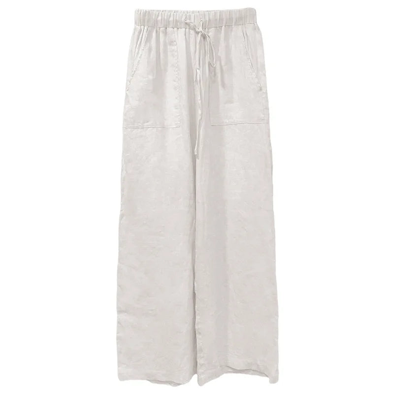 Drawstring Straight Leg Linen Pants for Women - View 17