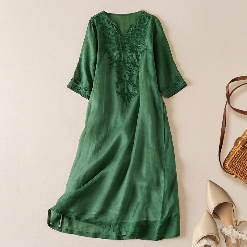 The Garden Embroidery Midi Dress