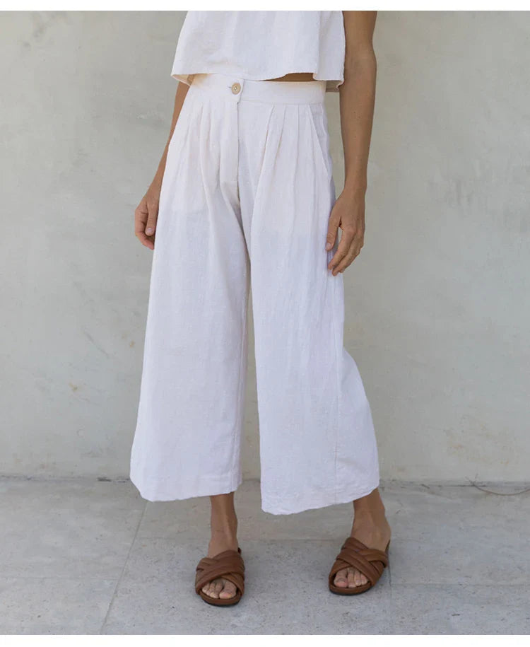 Pleated Linen Culotte Pants | Summer Style
