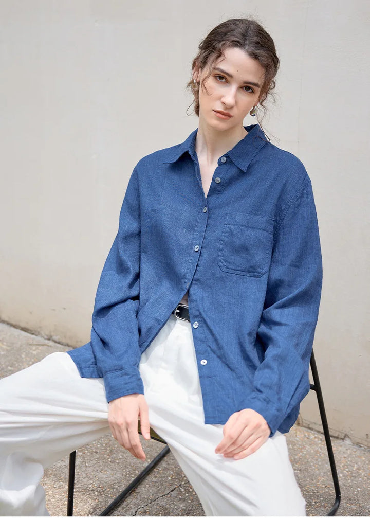 Indigo Linen Button-Down Shirt | Summer Style