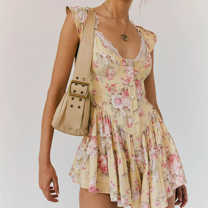 The Rose Garden Lace Trim Romper