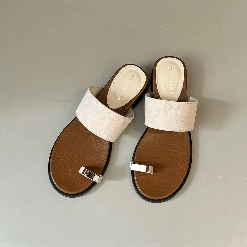 Suede Toe Ring Slide Sandals | Summer Outfit