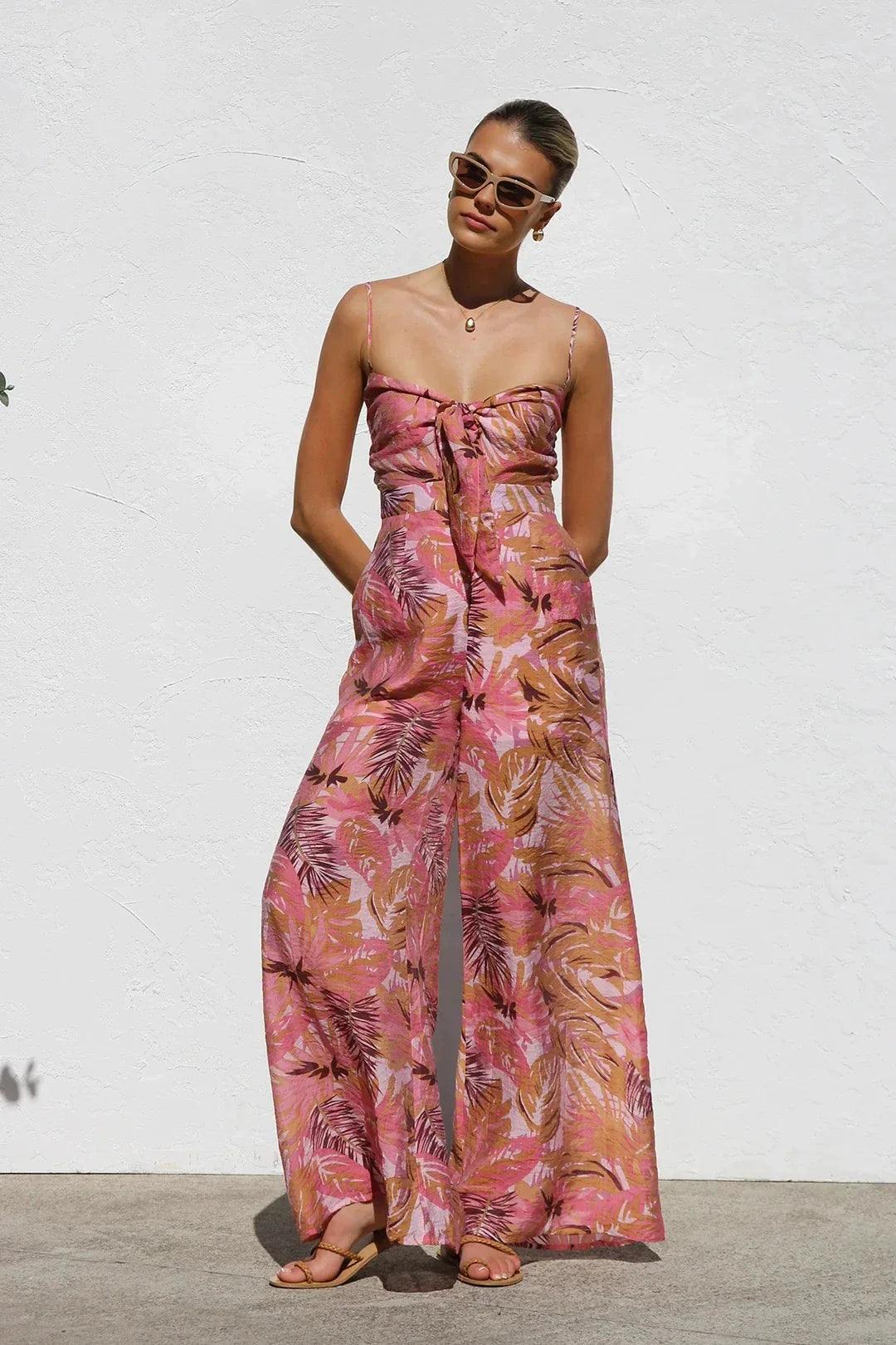 Abstract Print Wide Leg Jumpsuit | Cocktail