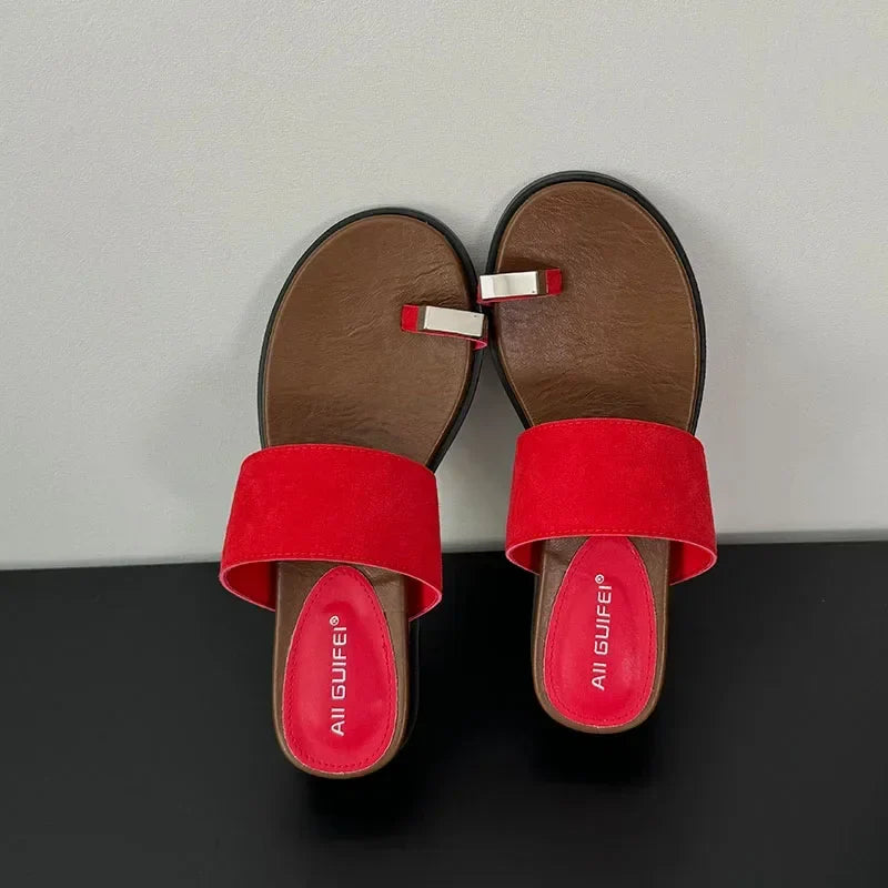 Suede Toe Ring Slide Sandals | Summer Outfit