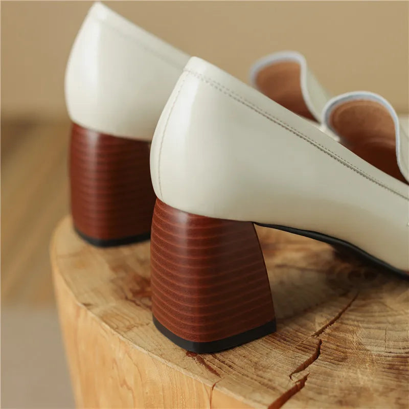 Leather Block Heel Pumps | Classic Women&