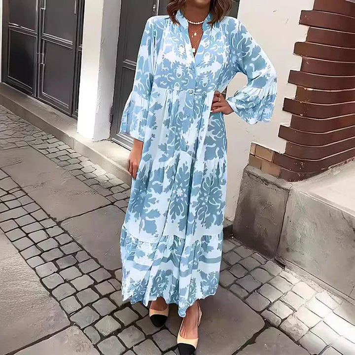 Faith | Boho Printed Long Sleeve Midi Dress