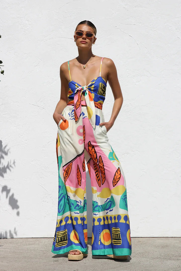 Abstract Print Wide Leg Jumpsuit | Cocktail