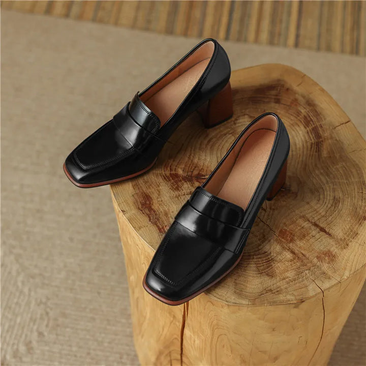 Leather Block Heel Pumps | Classic Women&