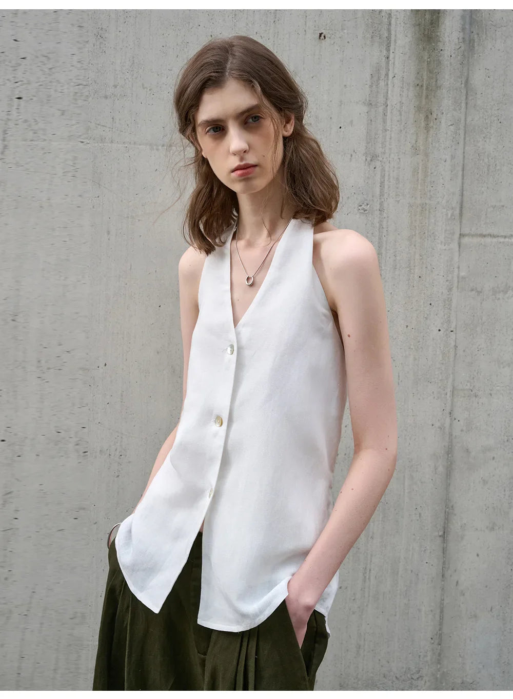 Halter Linen Waistcoat Top | Summer Style