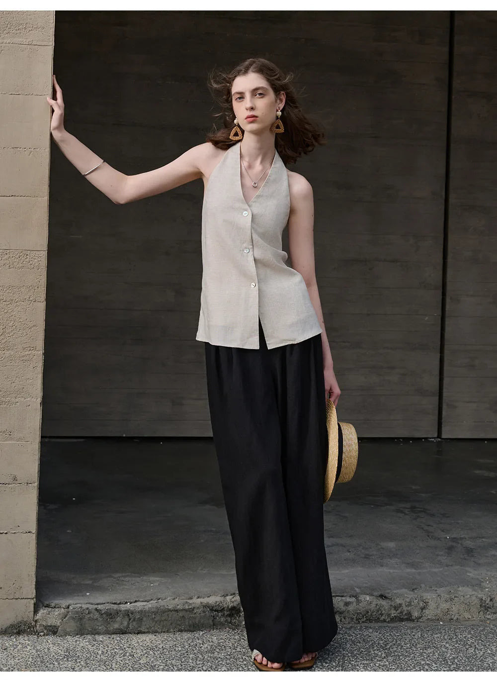 Halter Linen Waistcoat Top | Summer Style