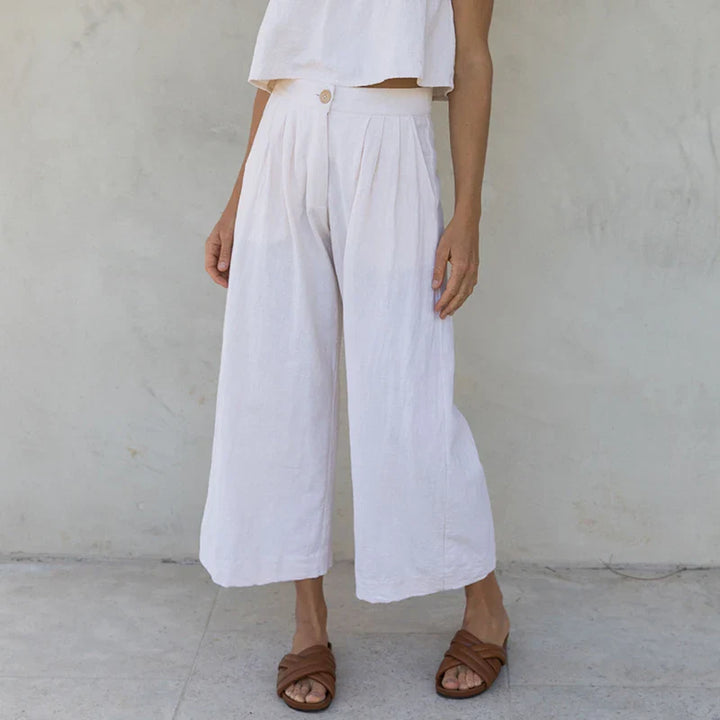 Pleated Linen Culotte Pants | Summer Style