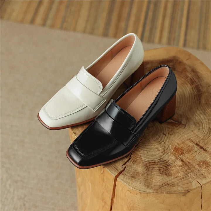 Leather Block Heel Pumps | Classic Women&