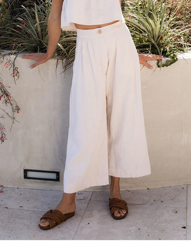 Pleated Linen Culotte Pants | Summer Style