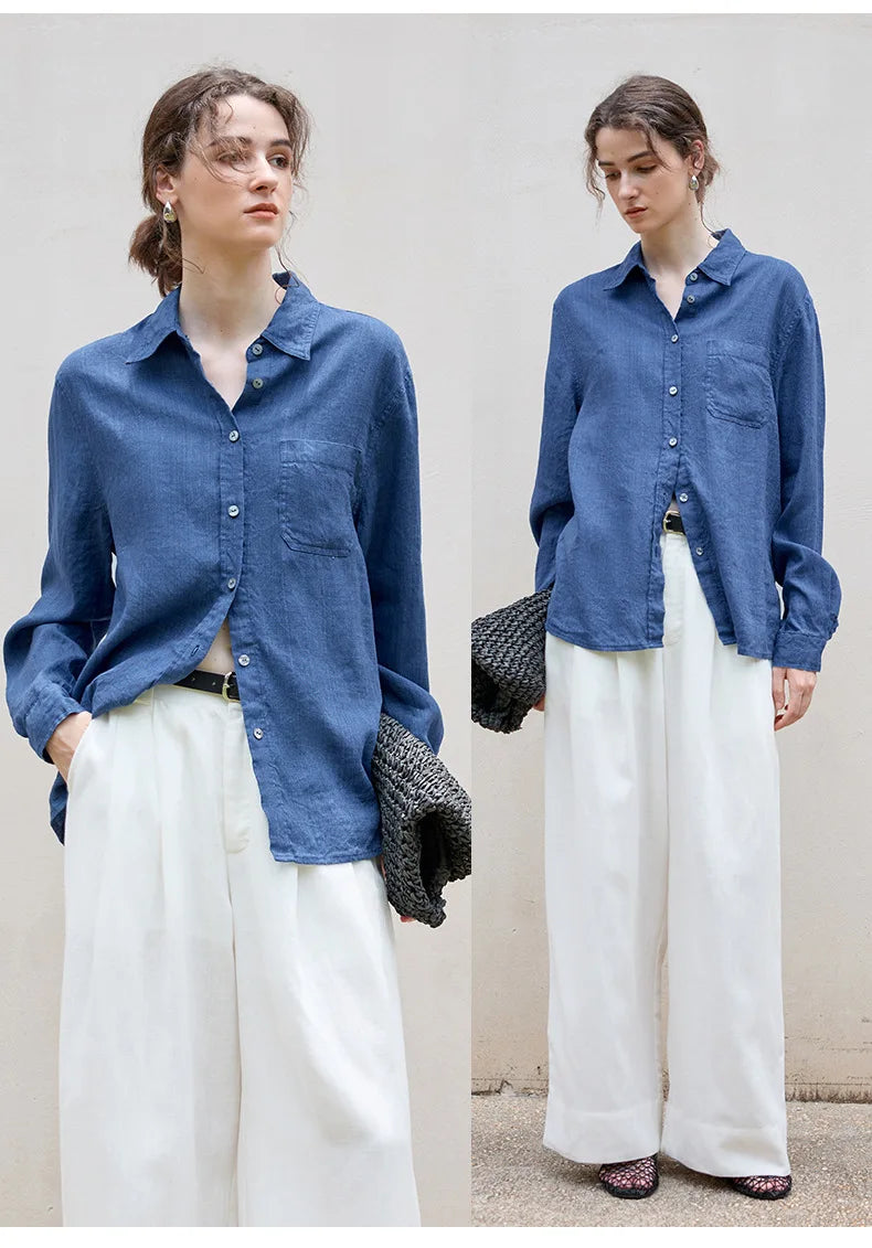 Indigo Linen Button-Down Shirt | Summer Style