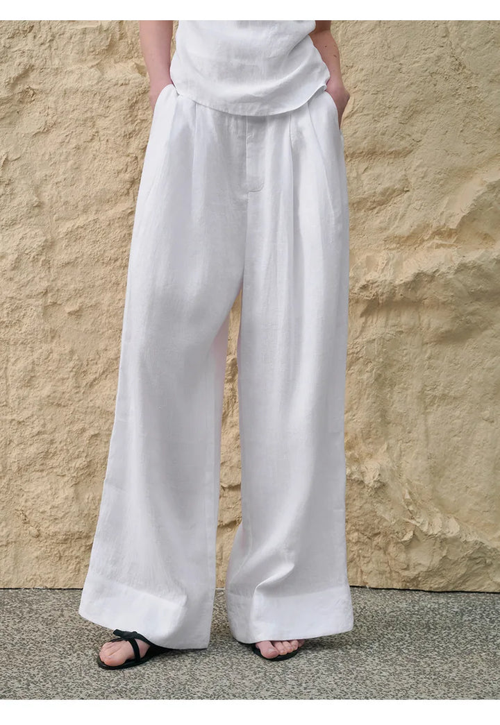 Pleated Wide Leg Linen Pants | Summer Capsule