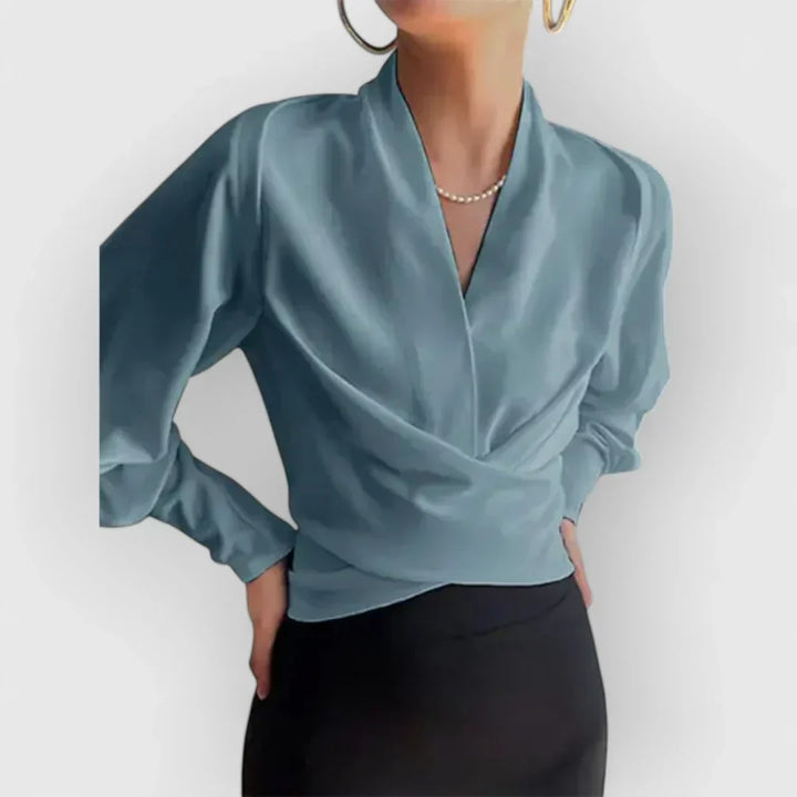 Colette Puff Sleeve Blouse - Light blue
