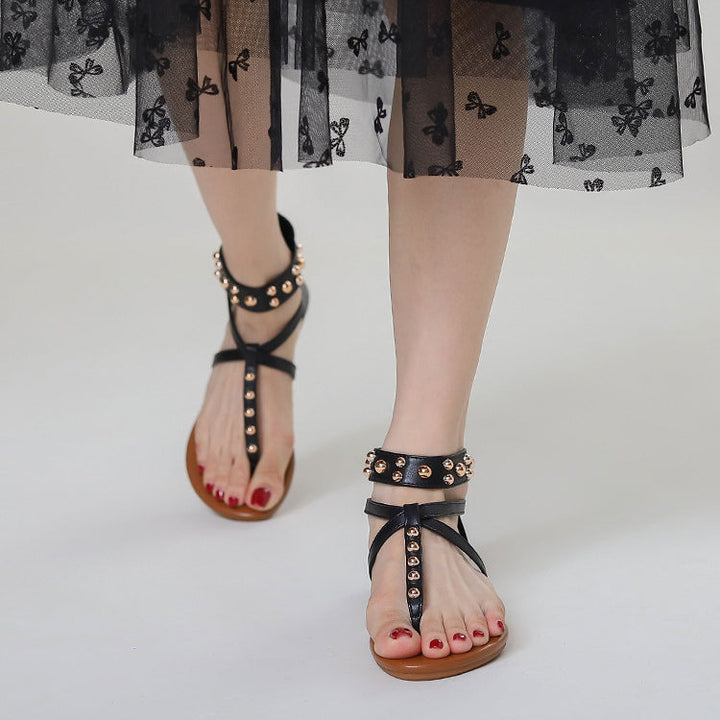 Liana Vintage Roman Sandals for Women | Casual Summer Beach Flats