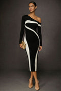 Cosette | Women's One-Shoulder Ribbed Knit Midi Dress