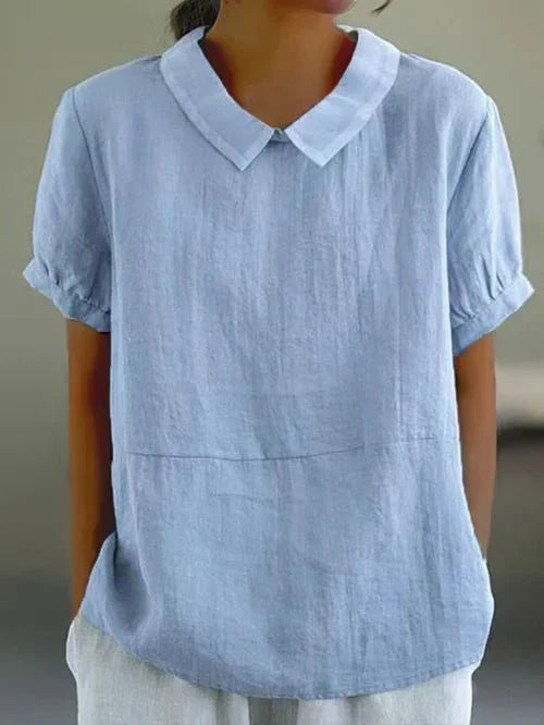 Fiona | Linen Peter Pan Collar Blouse