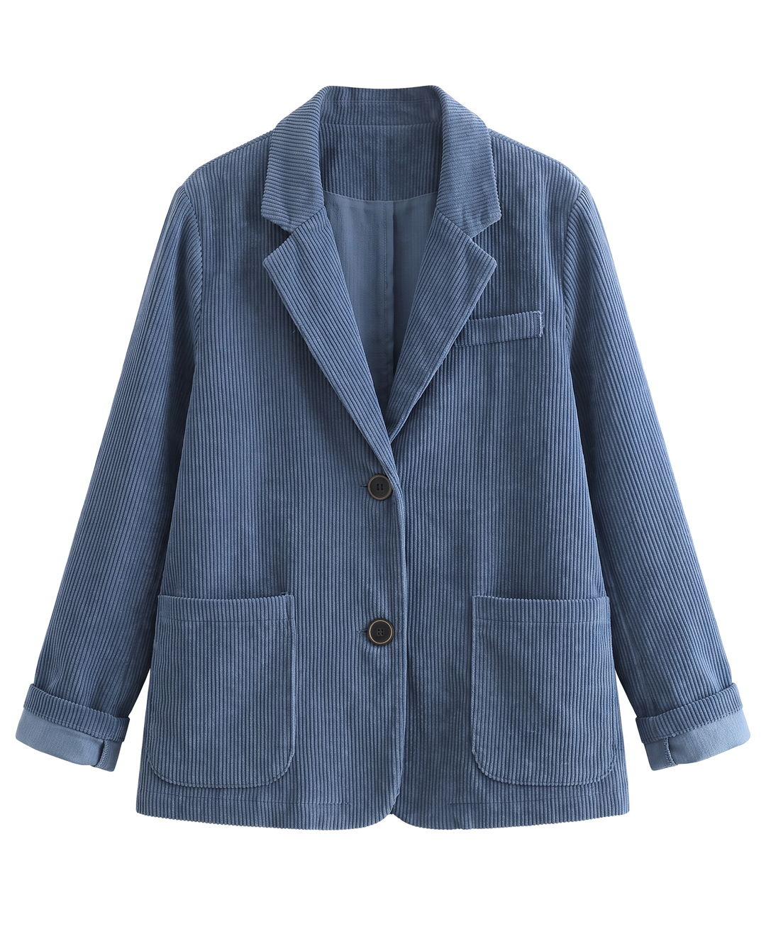 Florence | Women's Cropped Corduroy-Look Blazer - Blue front