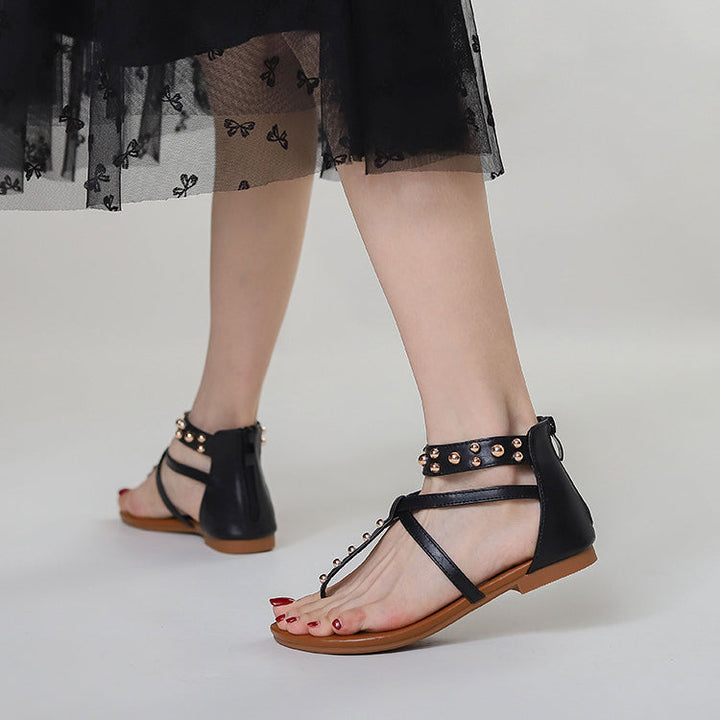 Liana Vintage Roman Sandals for Women | Casual Summer Beach Flats