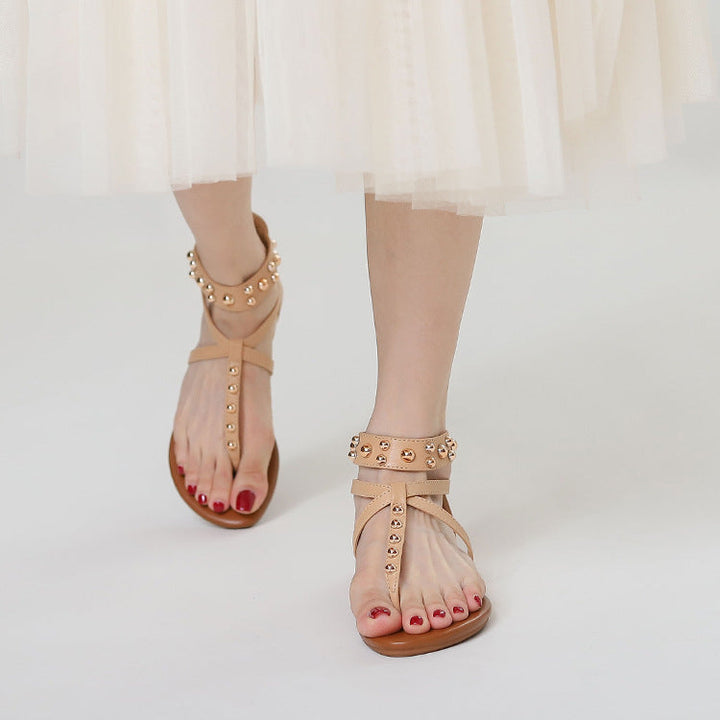 Liana Vintage Roman Sandals for Women | Casual Summer Beach Flats