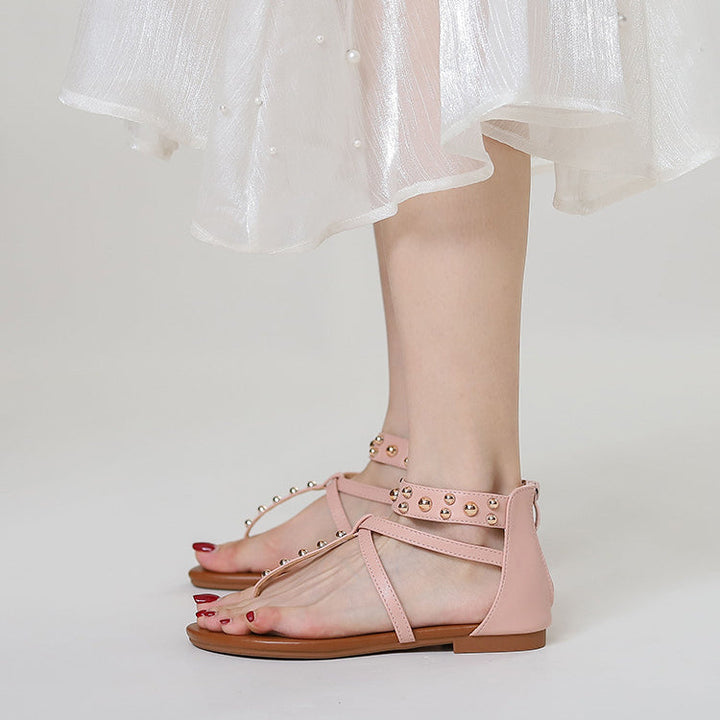 Liana Vintage Roman Sandals for Women | Casual Summer Beach Flats