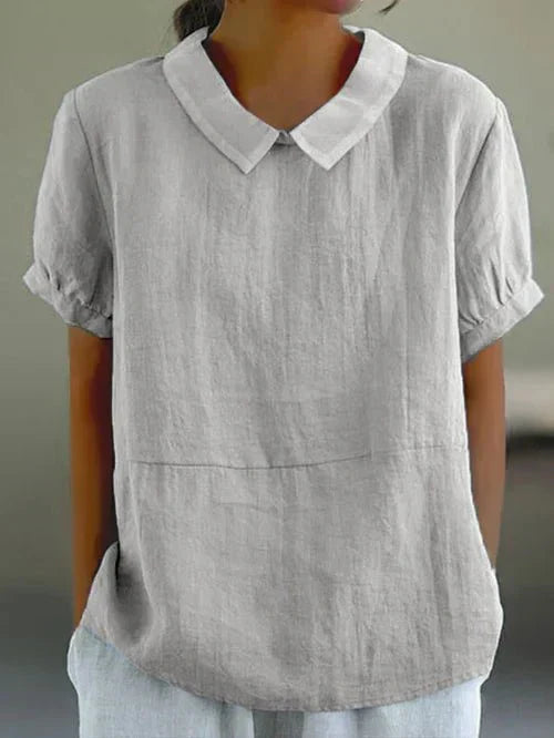 Fiona | Linen Peter Pan Collar Blouse