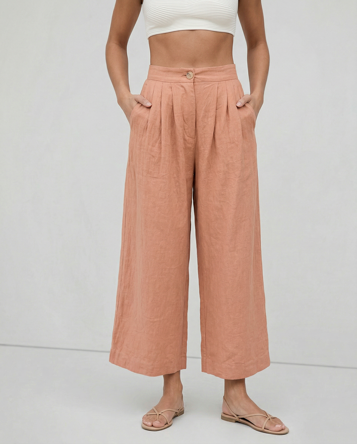 Pleated Linen Culotte Pants | Summer Style