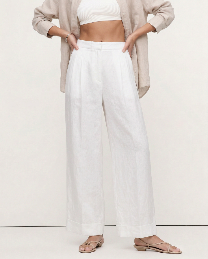 Pleated Wide Leg Linen Pants | Summer Capsule