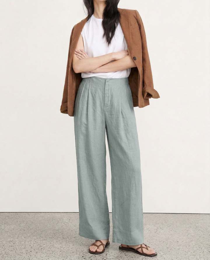 Pleated Wide Leg Linen Pants | Summer Capsule