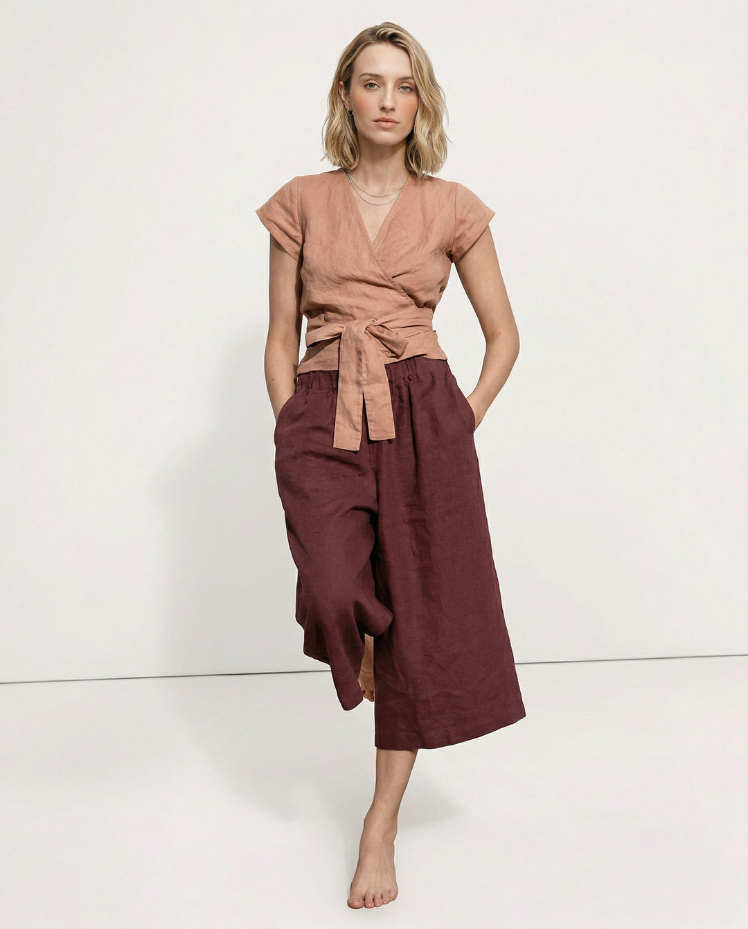 White easy wide leg linen pants for everyday summer capsule outfit