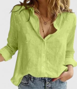 Faith | Linen V Neck Button Blouse