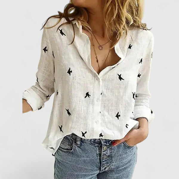 Faith | Linen V Neck Button Blouse