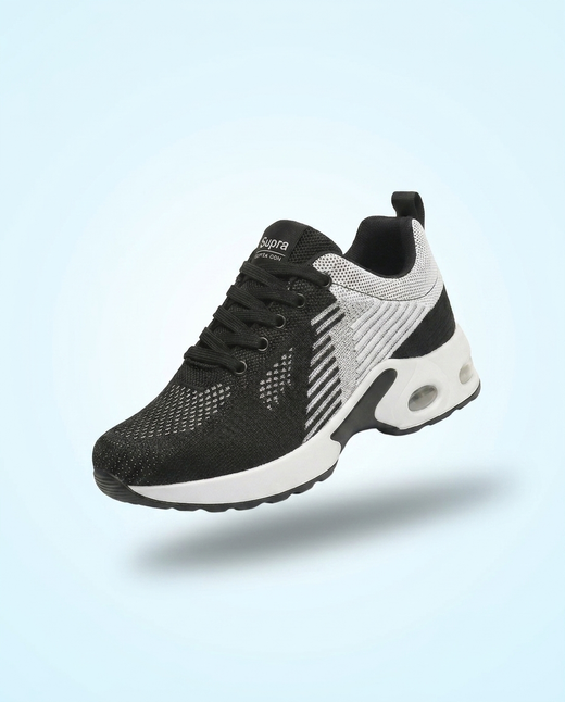 WalkMora Orthopedic Shoes for Women | White Black Comfort Walking Sneakers