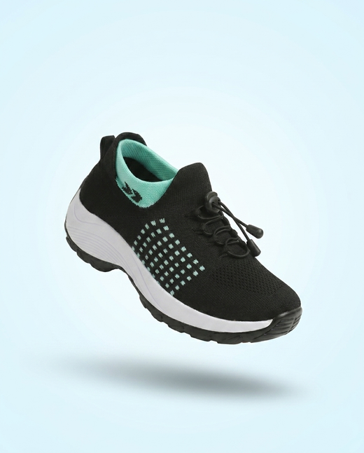 Paula Orthopedic Shoes for Women | Green Black Knit Comfort Walking